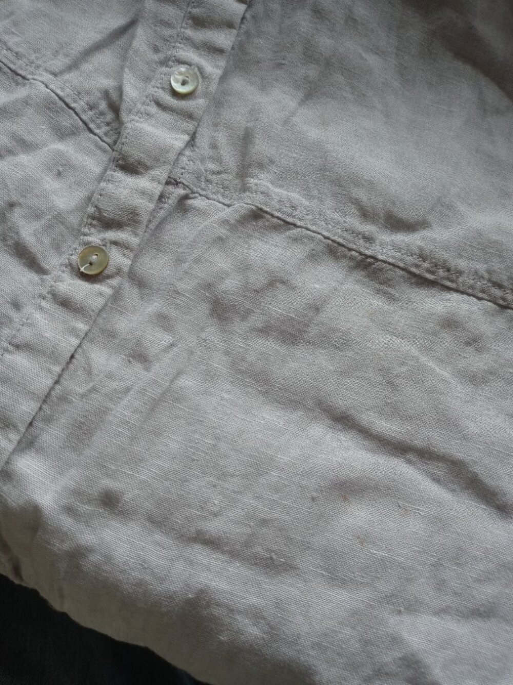 TAHARI 100% linen tunic shirt in taupe (XL) - Picture 11 of 13